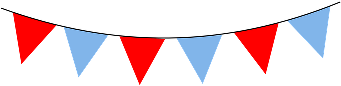 Red Decorations Blue Triangle Banner Party - Vektor Hiasan Ulang Tahun (680x340)