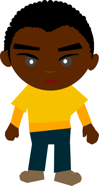 Boy Standing Clip Art At Clker - Cartoon Black Boy (318x598)