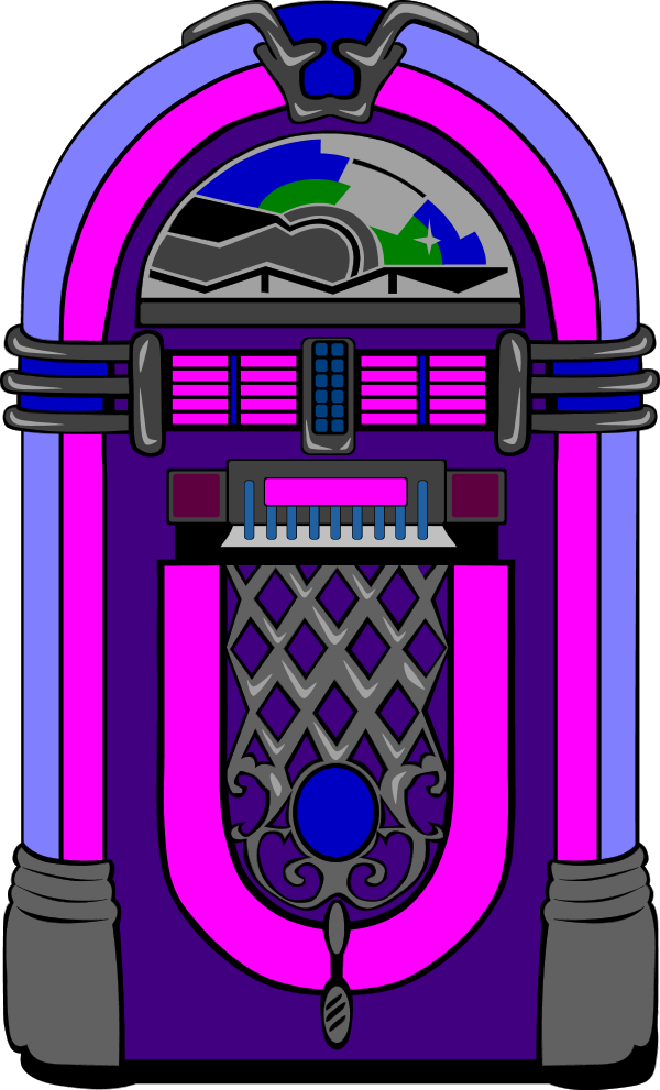 Fifties Jukebox Vector Clip Art - 50s Jukebox Clipart Transparent (600x991)