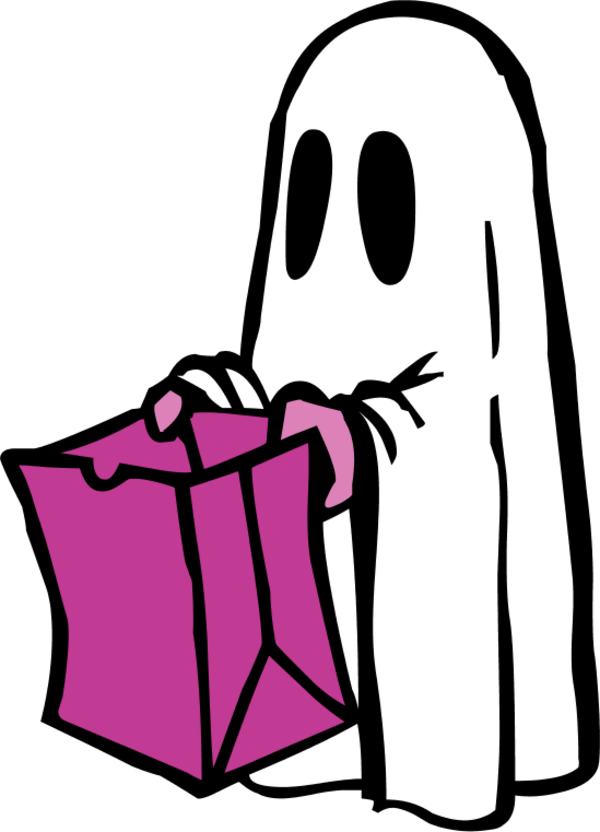 Ghost With Bag Colour - Halloween Coloring Pages For Kids (600x832)