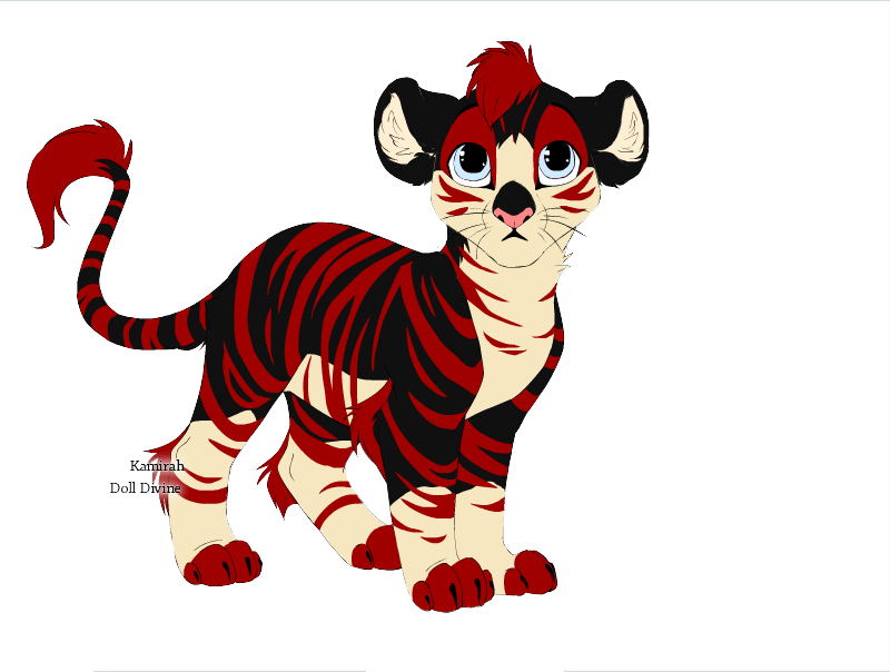 Black And Red Tiger Cub By Shinigamiduolover - Tiger (800x604)
