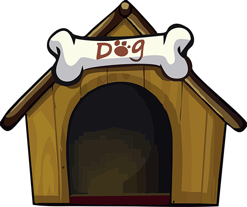 Dog Beside Dog House (500x419)