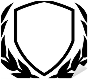 Vector Shield And Laurel Wreath Isolated Sticker • - Shield Vector Black And White Png (400x400)