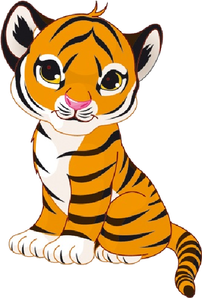 Tiger Cub Clip Art - Cute Cartoon Tiger Cub (600x600)