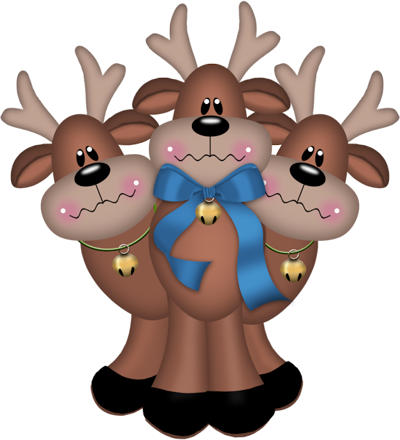 Imagenes De Renos Navideños Tiernos - Animales De Navidad Png (577x634)