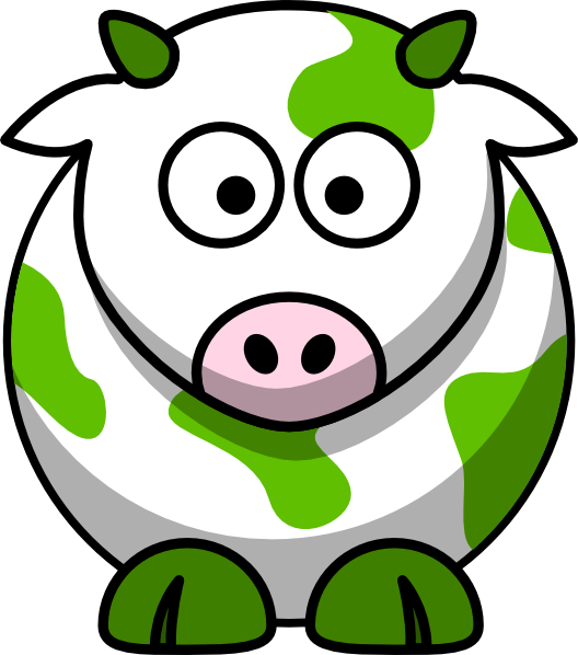 Green Cow Clip Art At Clker - Draw Cartoon Cow (528x598)