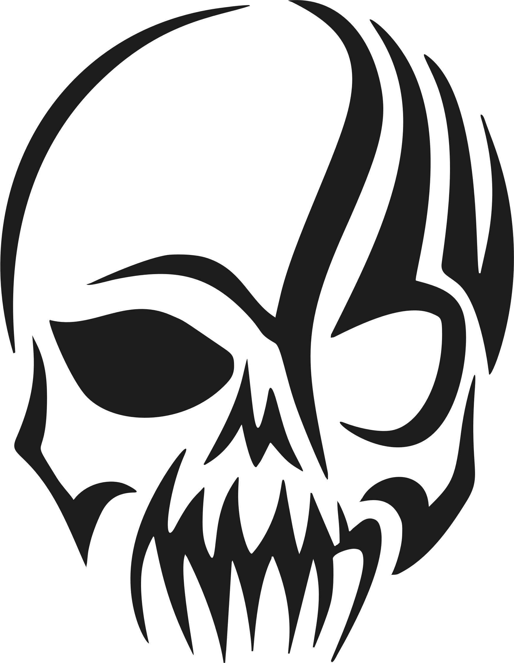 Tribal Skull Silhouette By @gdj, Tribal Skull Silhouette - Skull Tattoo Tribal (1742x2247)