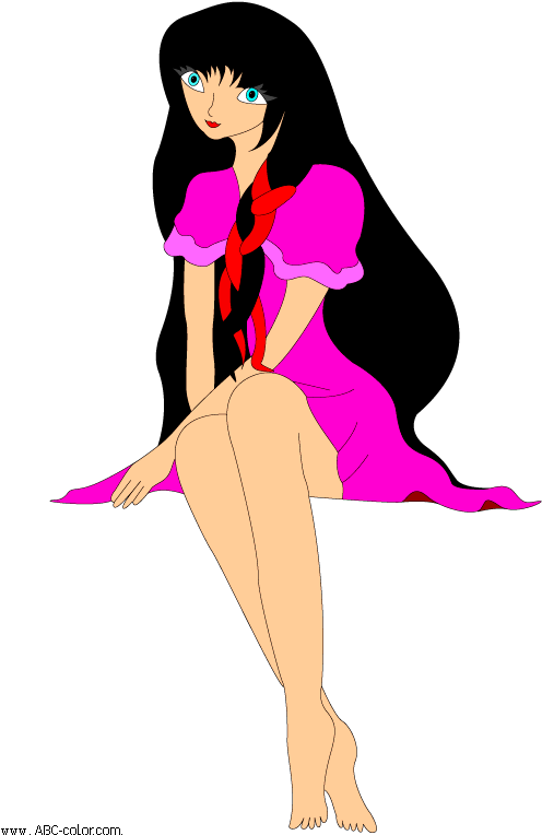 Download Bitmap Clipart Sitting Girl - Drawing (567x822)