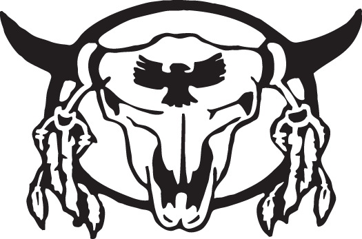 Bull Skull Withe Feathers - Bull Skull (525x347)