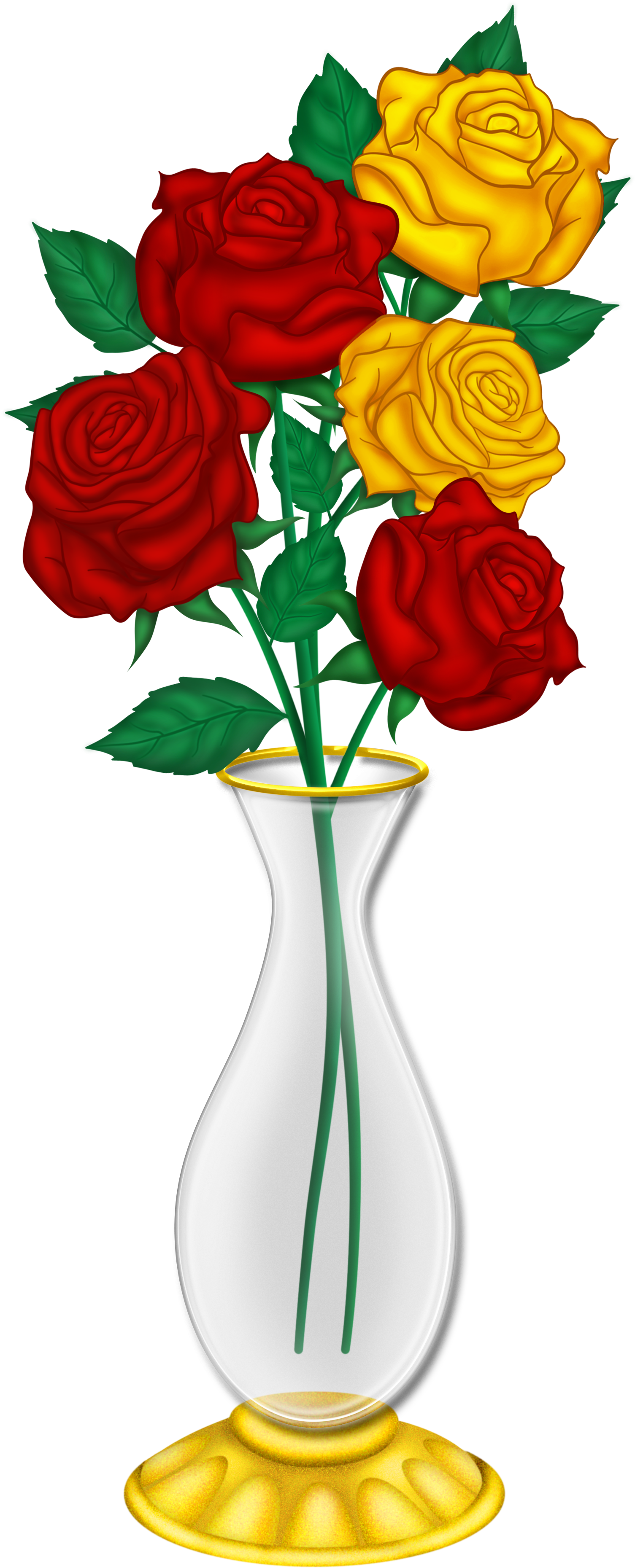 Beautiful Vase With Red And Yellow Roses Png Picture - Vase Clipart Png (1912x3952)