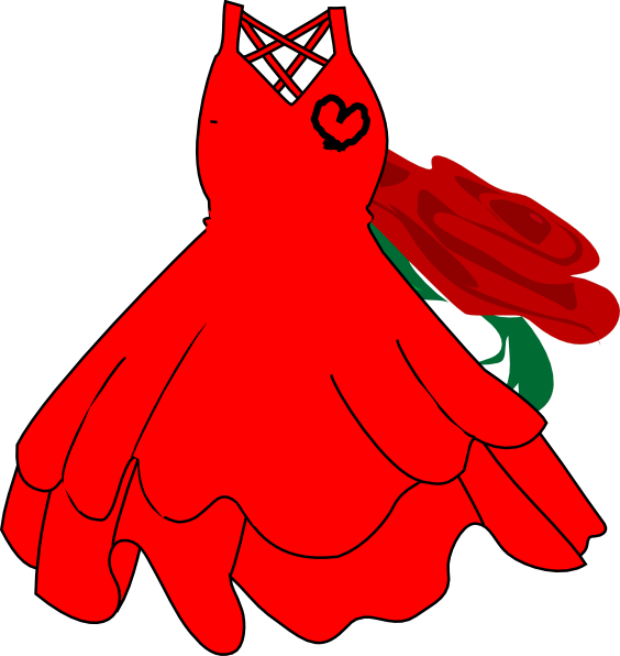 Red Dress And Roses Clip Art At Clker - Black Dress Clip Art (564x596)