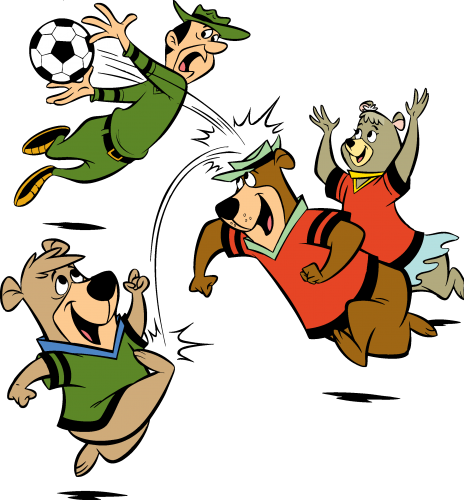 We Are Excited To See You Here At Jellystone Park At - Yogi Bear Playing Soccer (464x500)
