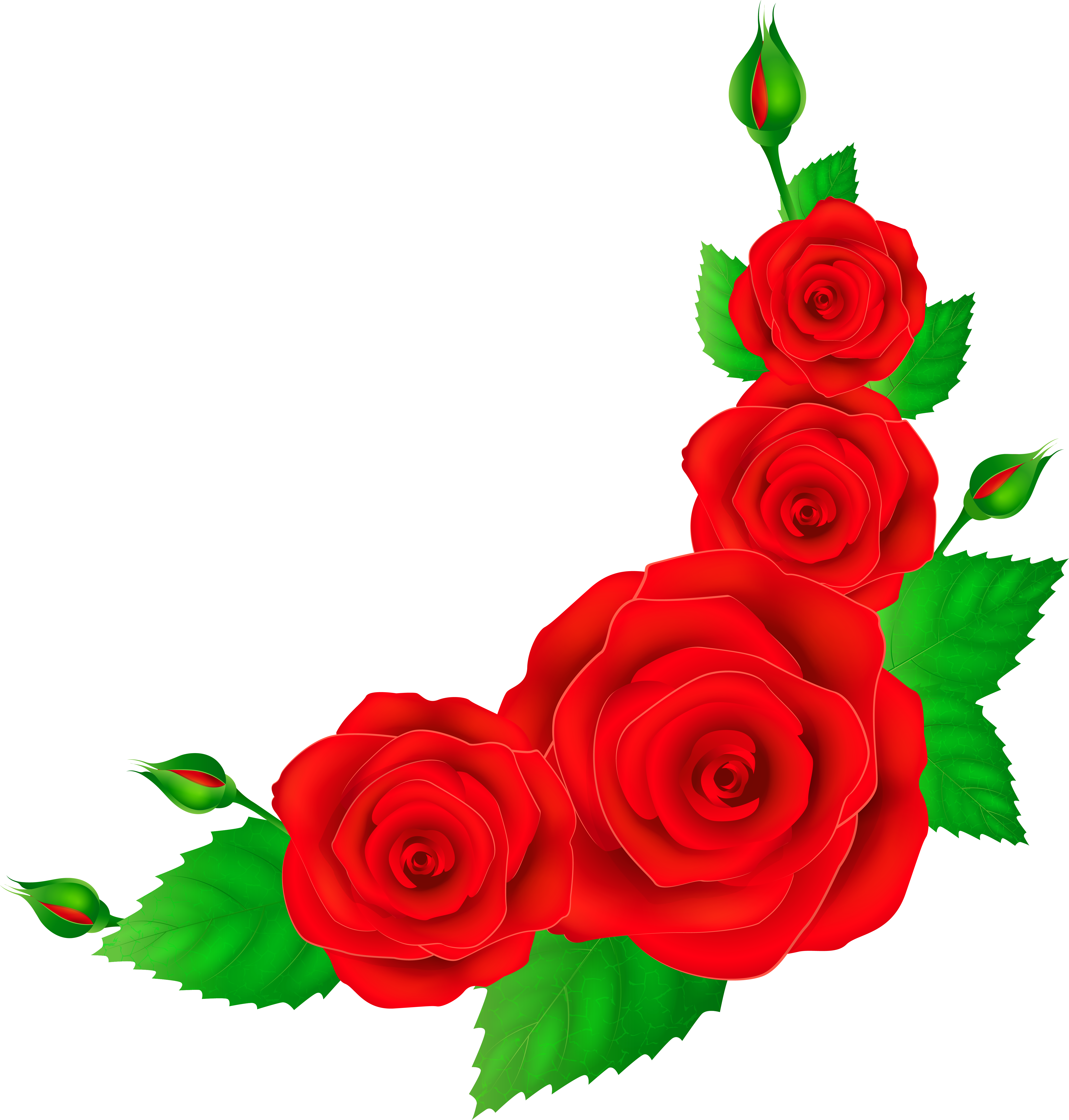 Rose Corner Cliparts - Rose Corner Border Png (5518x5674)