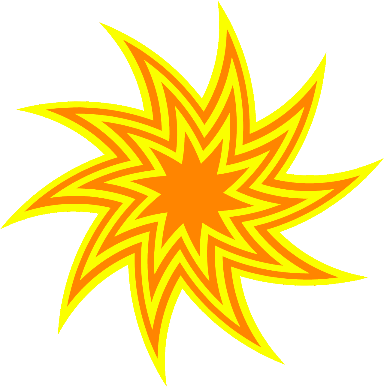 Yellow And Orange Star Swirl - Vector Graphics (1476x1476)