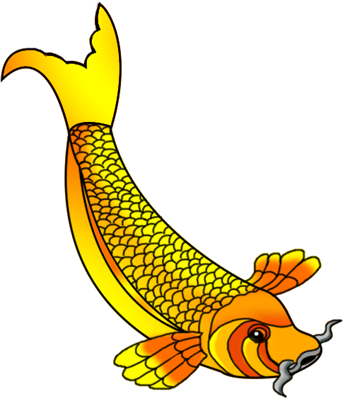 Koi Fish Sketch Orange - Koi Fish Sketch Orange (536x662)