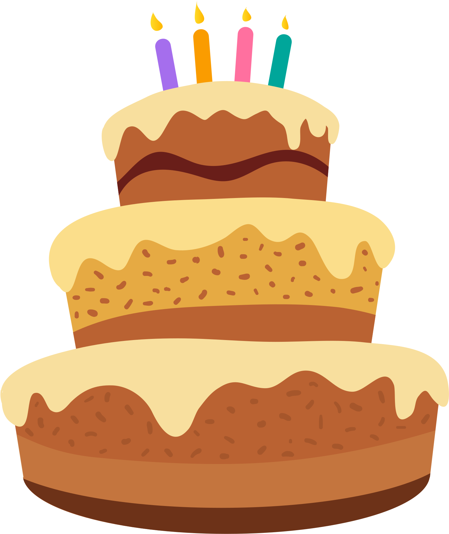 Three Tiered Birthday Cake With Candles Cartoon Clipart - Cake Happy Birthday Cartoon (2000x2000)
