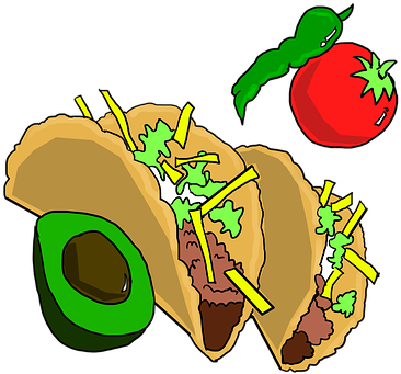 Tacos, Taco, Mexican, Mexican Food - Taco Cartoon Transparent Background (640x480)