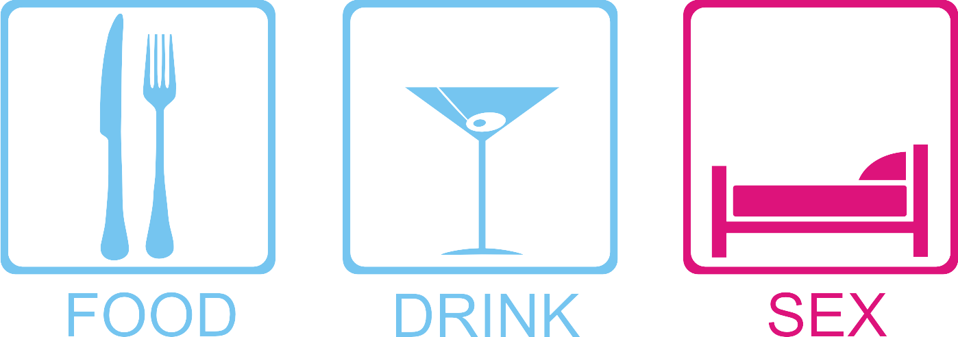 Free Vector Food, Drink, Sex Funny T-shirt - Food And Drinks Vector (1398x492)