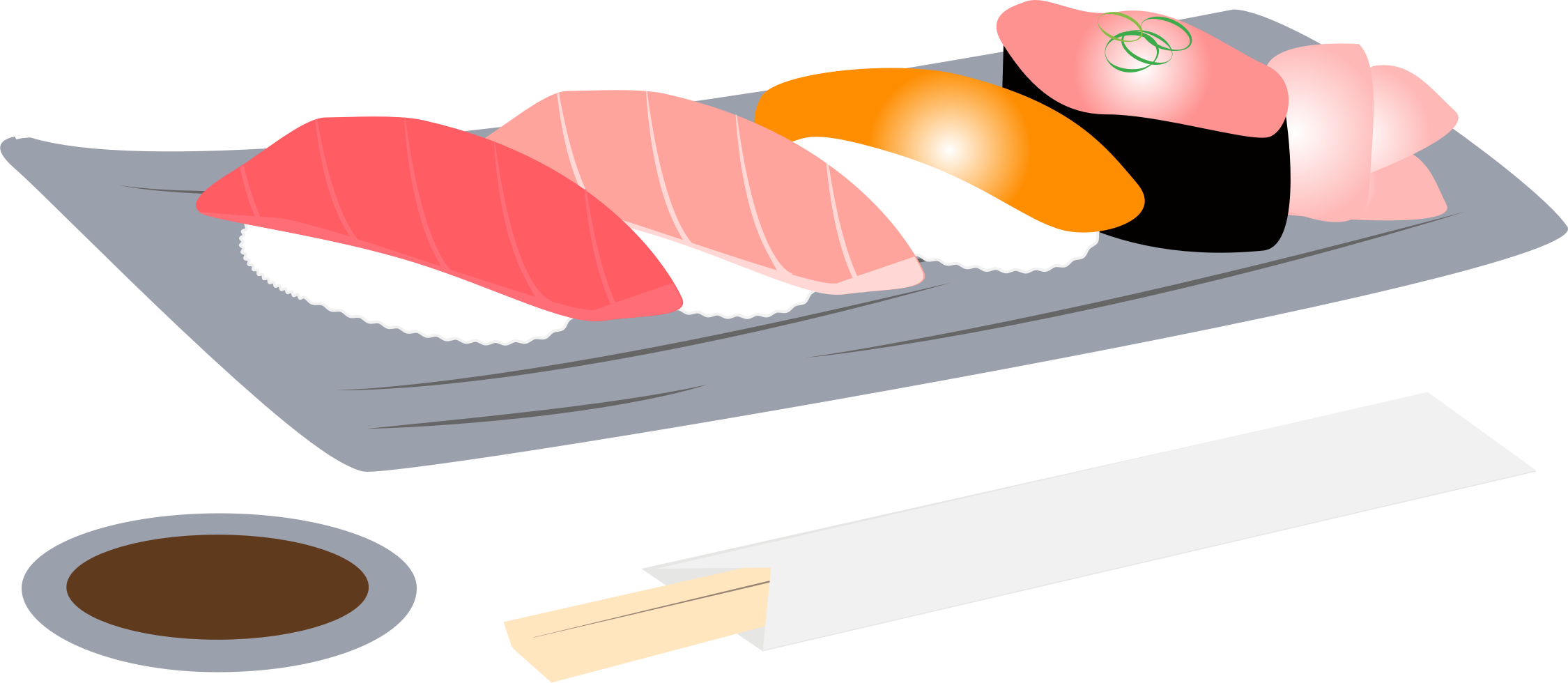 Sushi Assortment - Japanese Food Cartoon Png (2250x980)