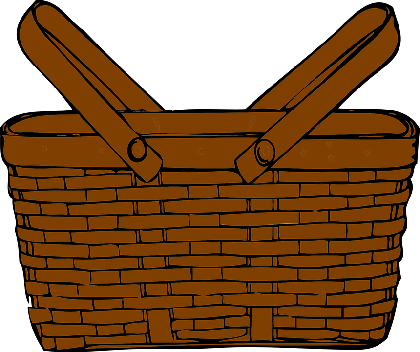 Basket Picnic Brown Handles Wicker Object - Picnic Basket Clip Art (1920x1607)