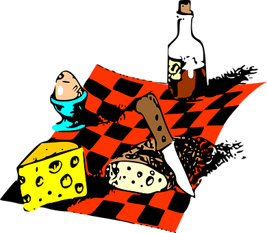 Food, Picnic, Cheese, French Bread - Animated Pictures Of Picnics (390x340)