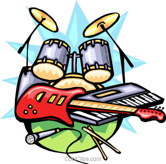 Rock And - Rock Band Instruments Clip Art (574x570)