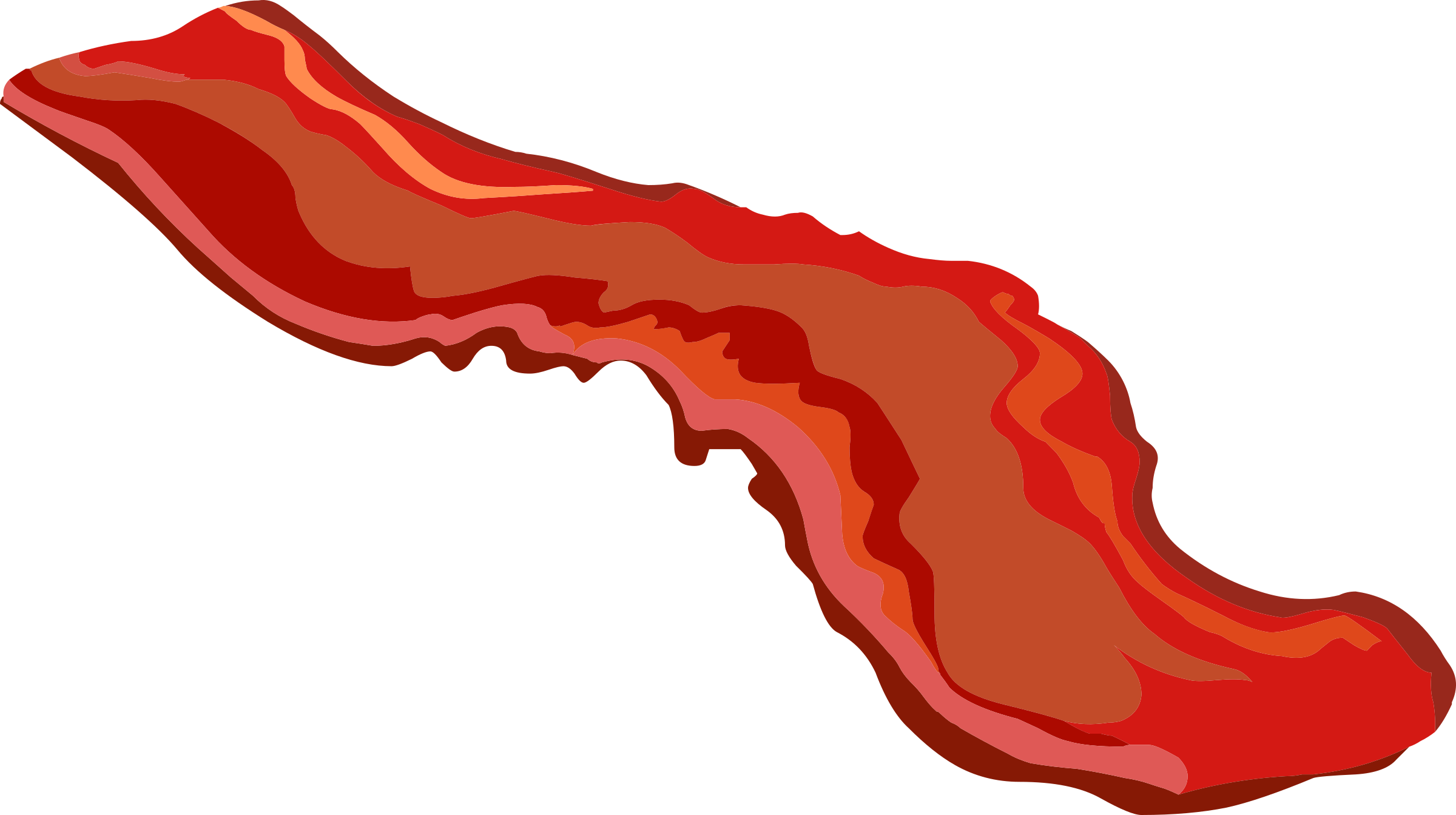 Free To Use &, Public Domain Bacon Clip Art - Bacon Strip Clip Art (2400x1343)