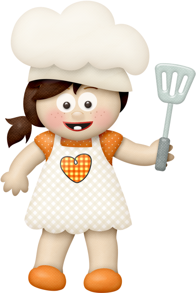Cute Girl Chef Clipart (726x1024)