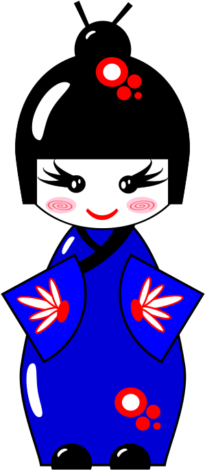 Japanese Flag Clip Art - Cute Japanese Dolls (637x900)