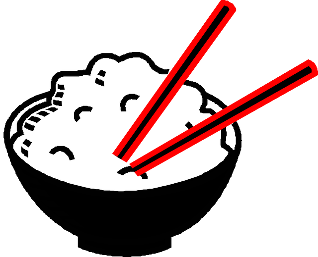 Rice, Bowl, Chopsticks, Asian, Food, Drawing, Chinese - Rice Clip Art (640x519)