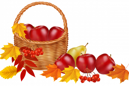 Fall Basket Clip Art Flowers - Autumn Clipart Transparent Background (450x300)