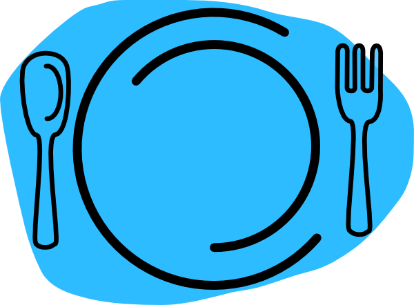 Blue Plate Cartoon Clip Art At Clker Com Vector Clip - Plate With Knife And Fork Clipart (600x442)