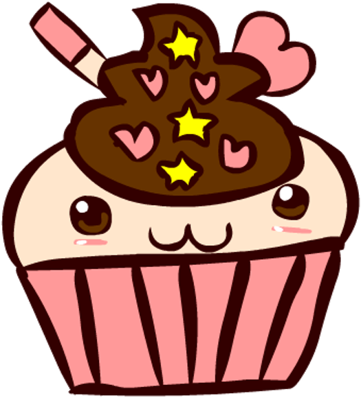 Kawaii Cupcake By Faery-rainbow - Kawaii Cupcake Png (525x580)