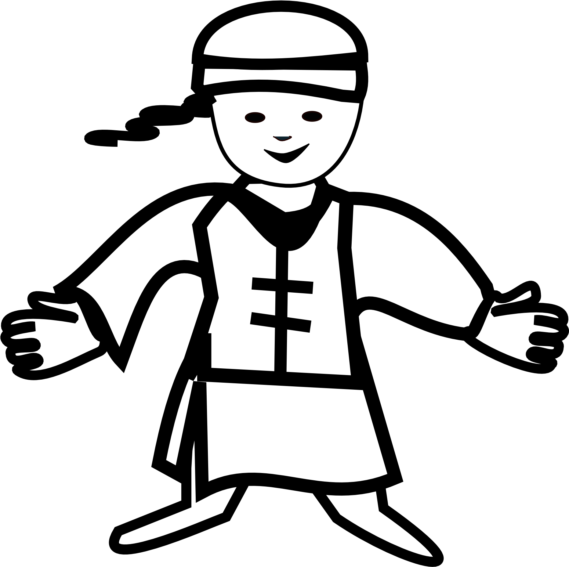 Old Japanese Man Clipart - Chinese Clip Art Black And White (1979x1979)