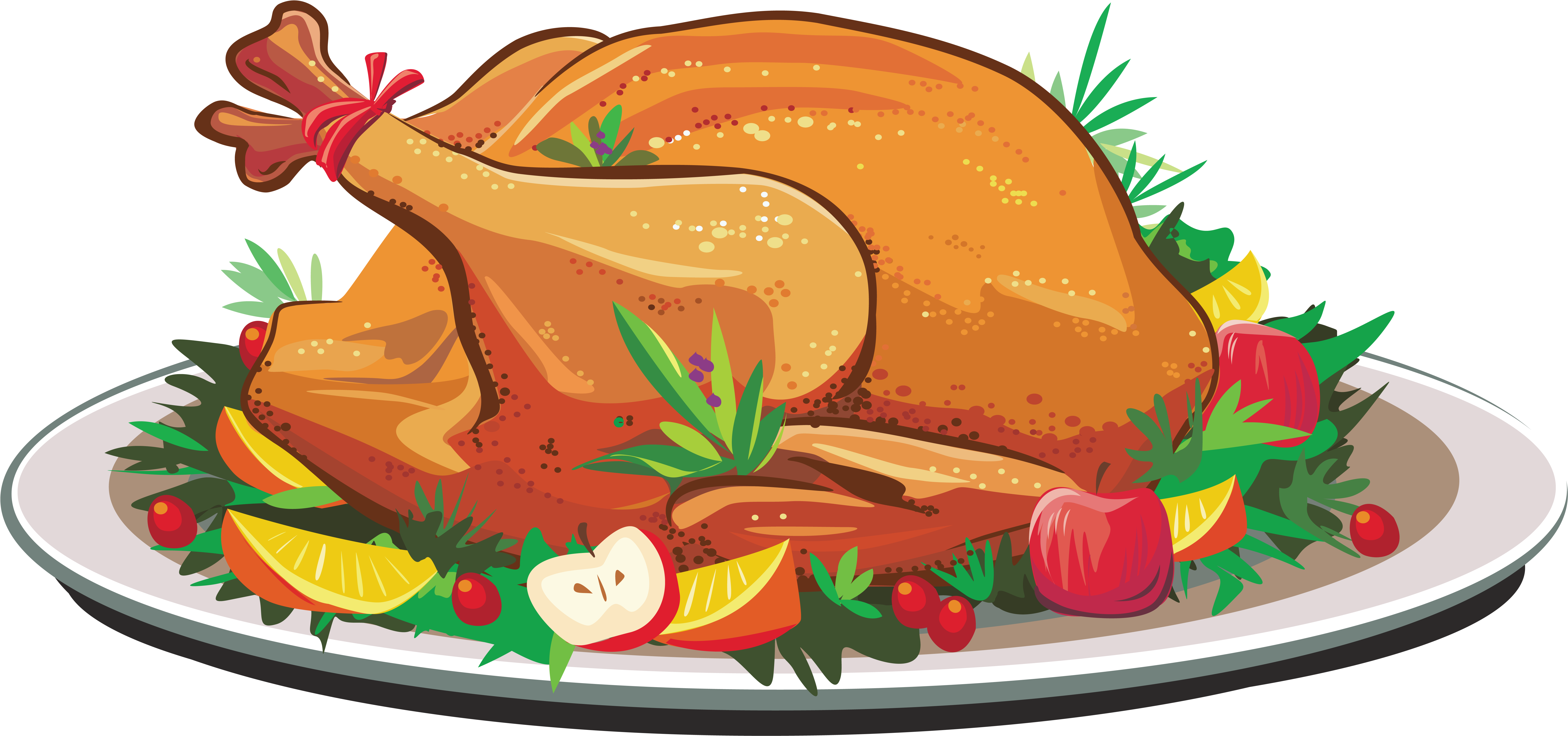 Pig Roast Turkey Meat Roasting Clip Art - Thanksgiving Turkey Images Clip Art (7446x3537)