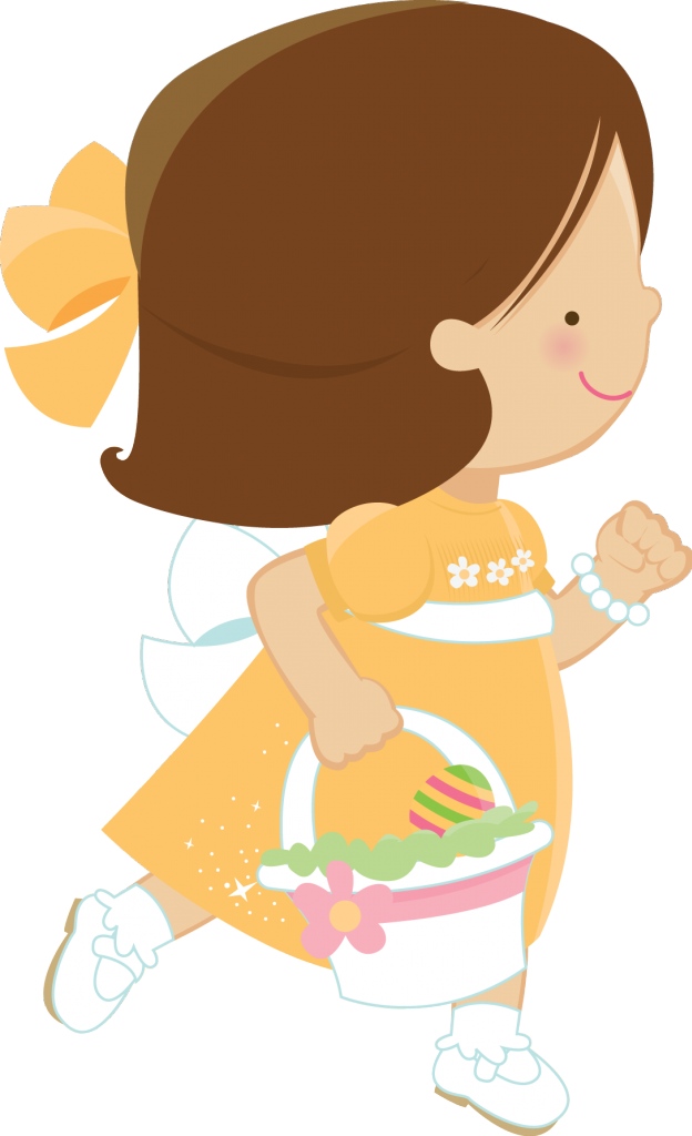 Clip Art - Niña Recogiendo Huevos Animado (624x1024)