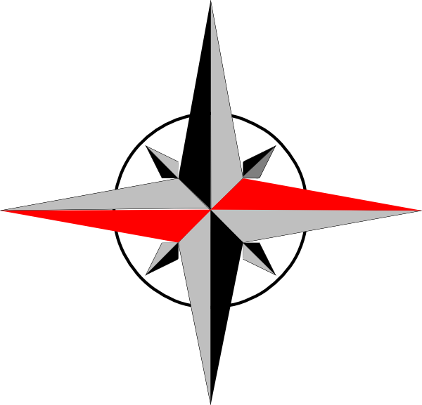 East West Compass Two Clip Art - North South East West (600x577)