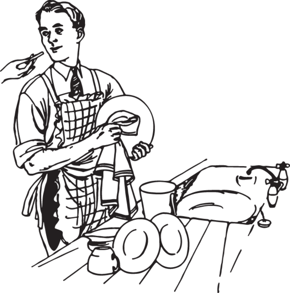 603 Man Wash Dishes - Tableware (593x600)