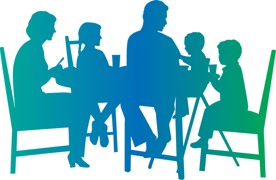 Family Meal Table Clipart - Family Dinner Png (900x587)