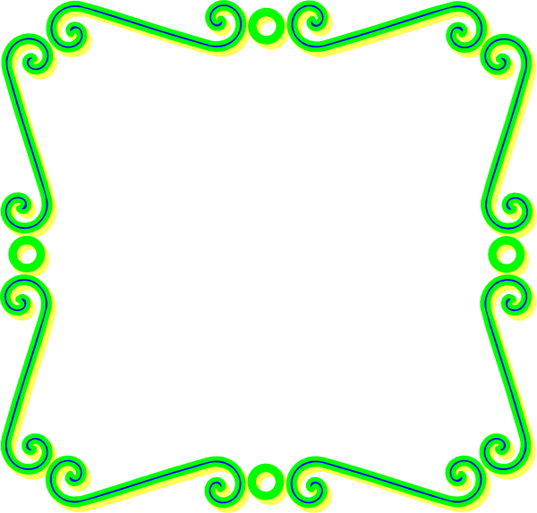 Green Scroll Art Label Clip Art At Clker - Green Frame Png (600x574)