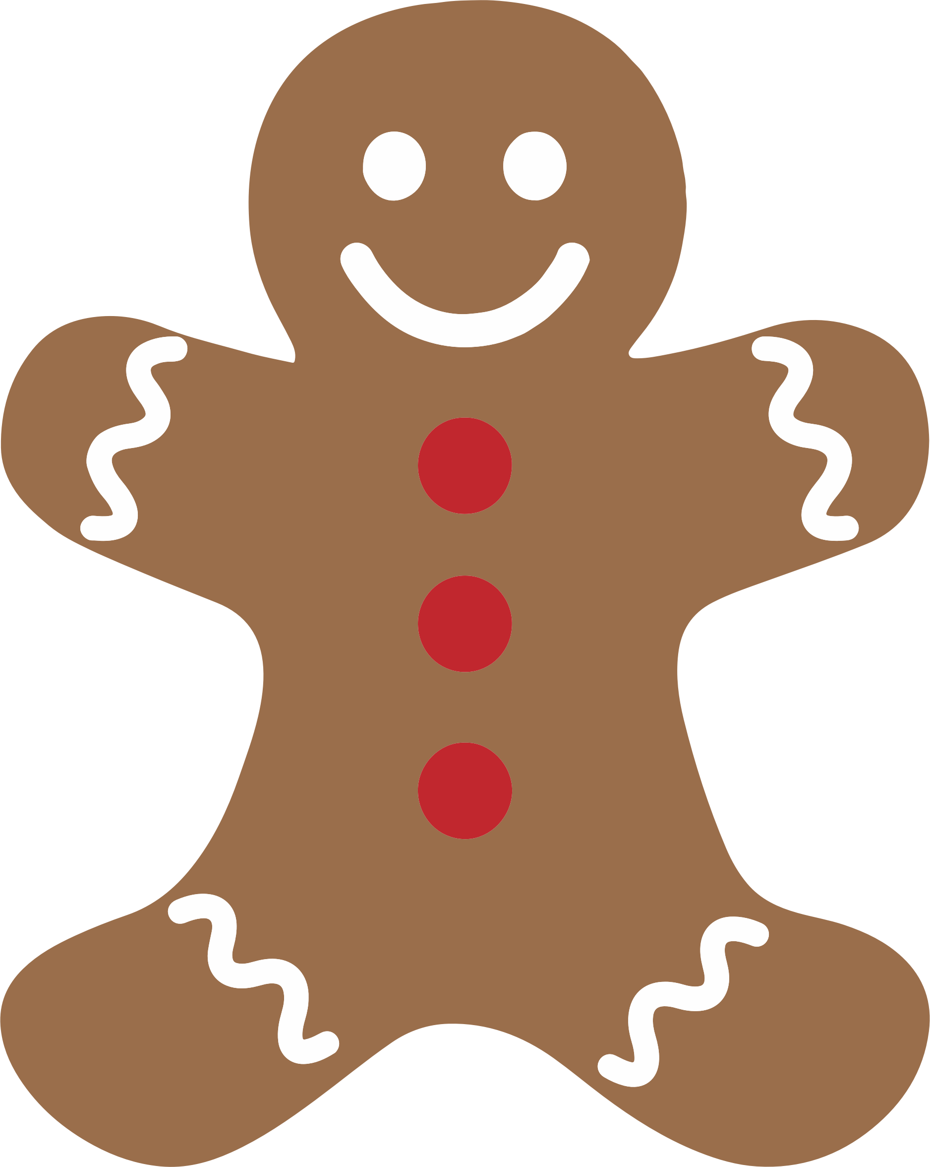 Funny Gingerbread Man Clipart Kid - Gingerbread Man Vector (1876x2352)