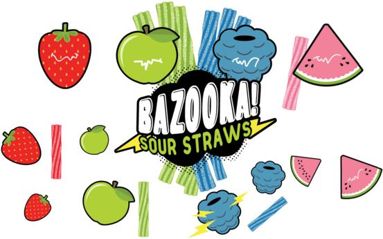 Bazooka Sour Straws Vape - Bazooka Vape Juice Logo (600x356)