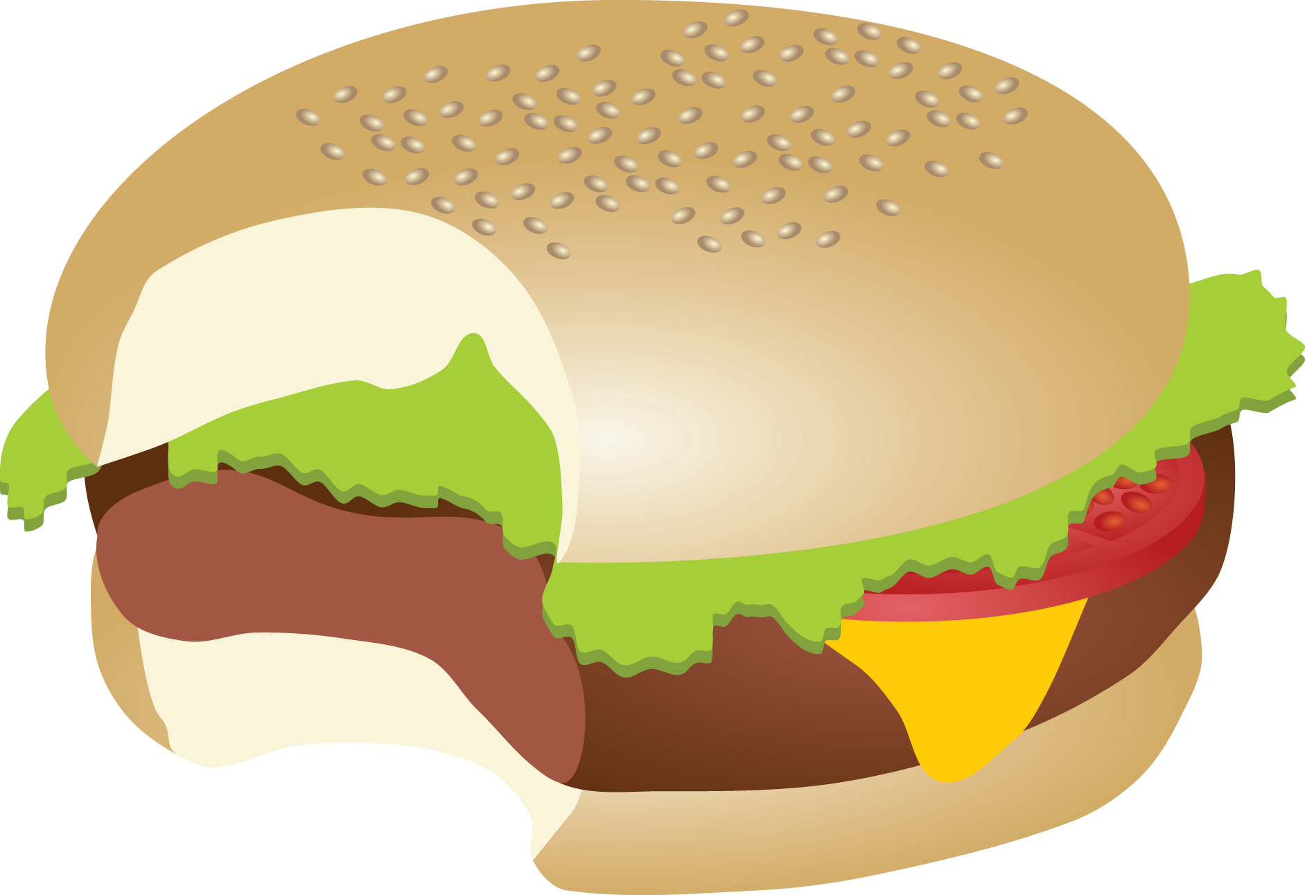 Hamburger Cheeseburger Fast Food Veggie Burger Submarine - Burger Bite Clipart (1883x1292)