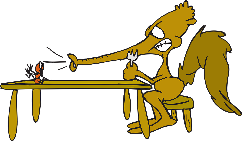 Food, Table, Cartoon, Ant , Clipart - Anteater And The Ant Cartoon (1280x745)