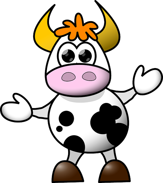 Eat More Plant Protein - Cartoon Cow (572x640)
