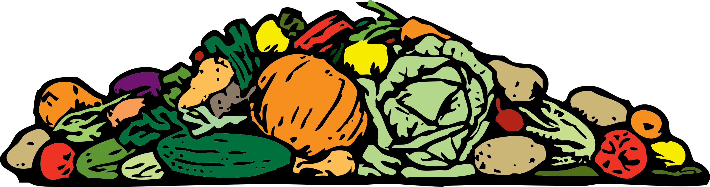 Pile Of Vegetables - Trash Pile Clipart (2400x634)