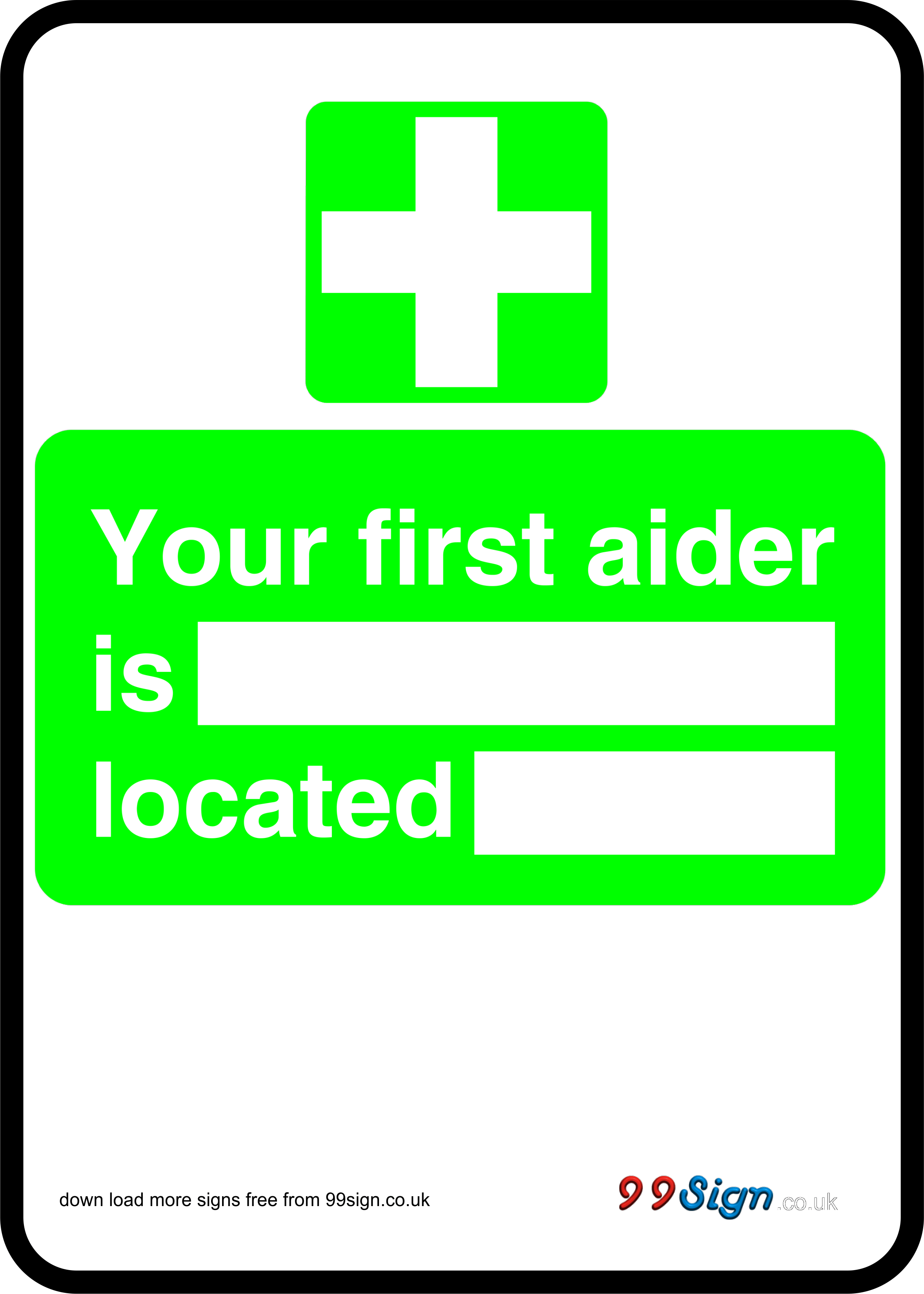 Printable Templates First Aid Sign Your Aider Is Located - First Aid Sign (2355x3297)