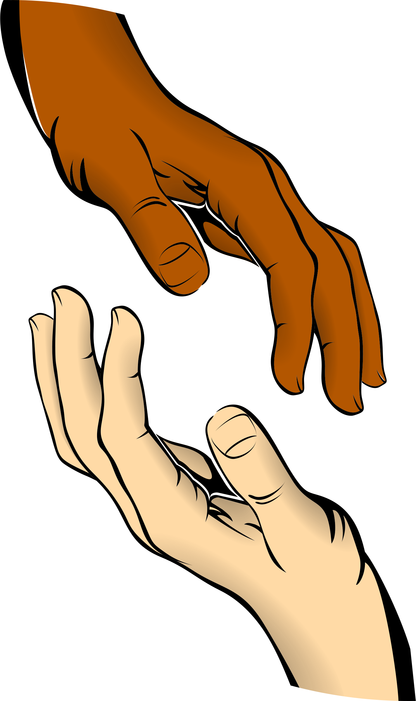 Clipart - Hands - Hands Reaching For Each Other Clipart (2000x3212)