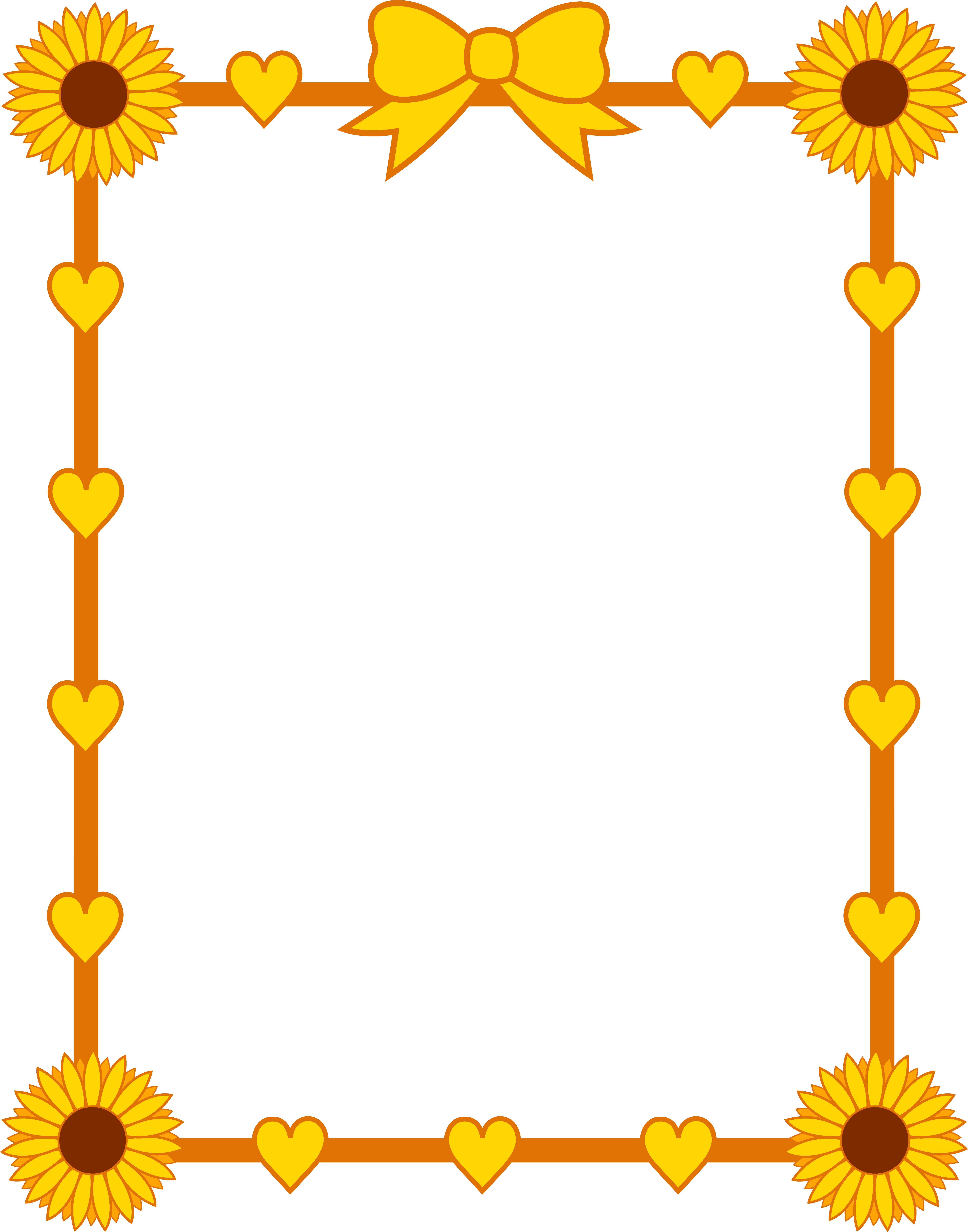 Sunflower Border Clipart - Sunflower Border Clipart (6671x8492)