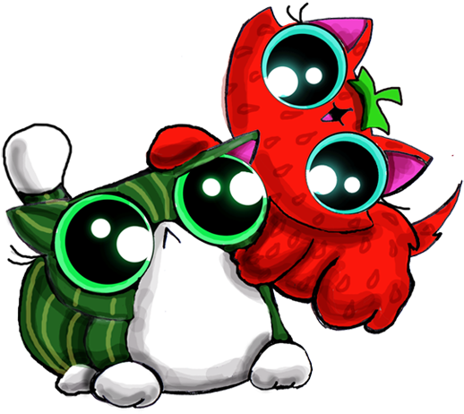 Funny Cat Kittens Strawberry And Watermelon By Kingzoidlord - Watermelon And Strawberry Cartoon (567x488)